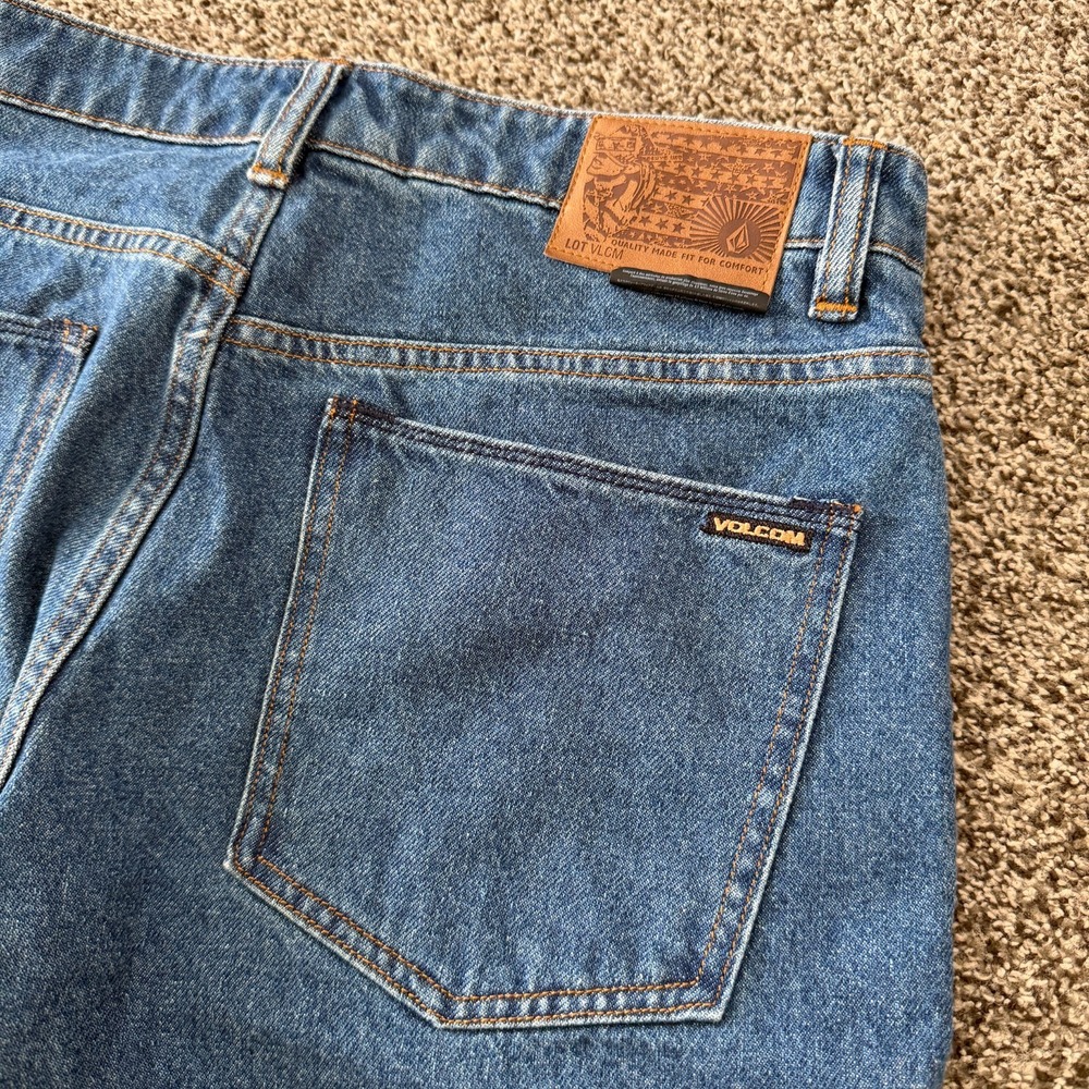Volcom Solver Men's 33x32 Jeans Modern Straight Denim Blue Cotton Stretch Skate